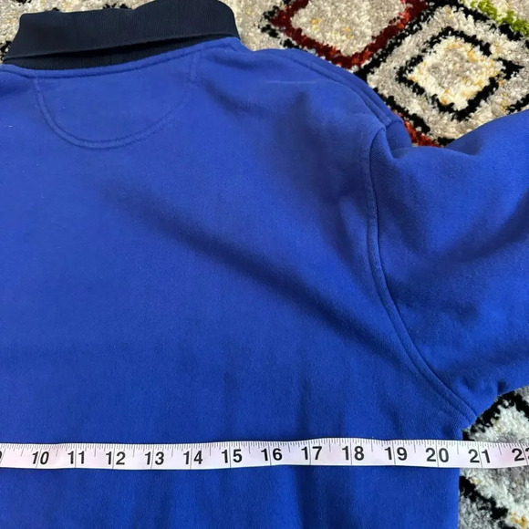 Escada Sport Men's Embroidered Sweatshirt Size M Blue Black Academia Collared - Picture 6 of 7